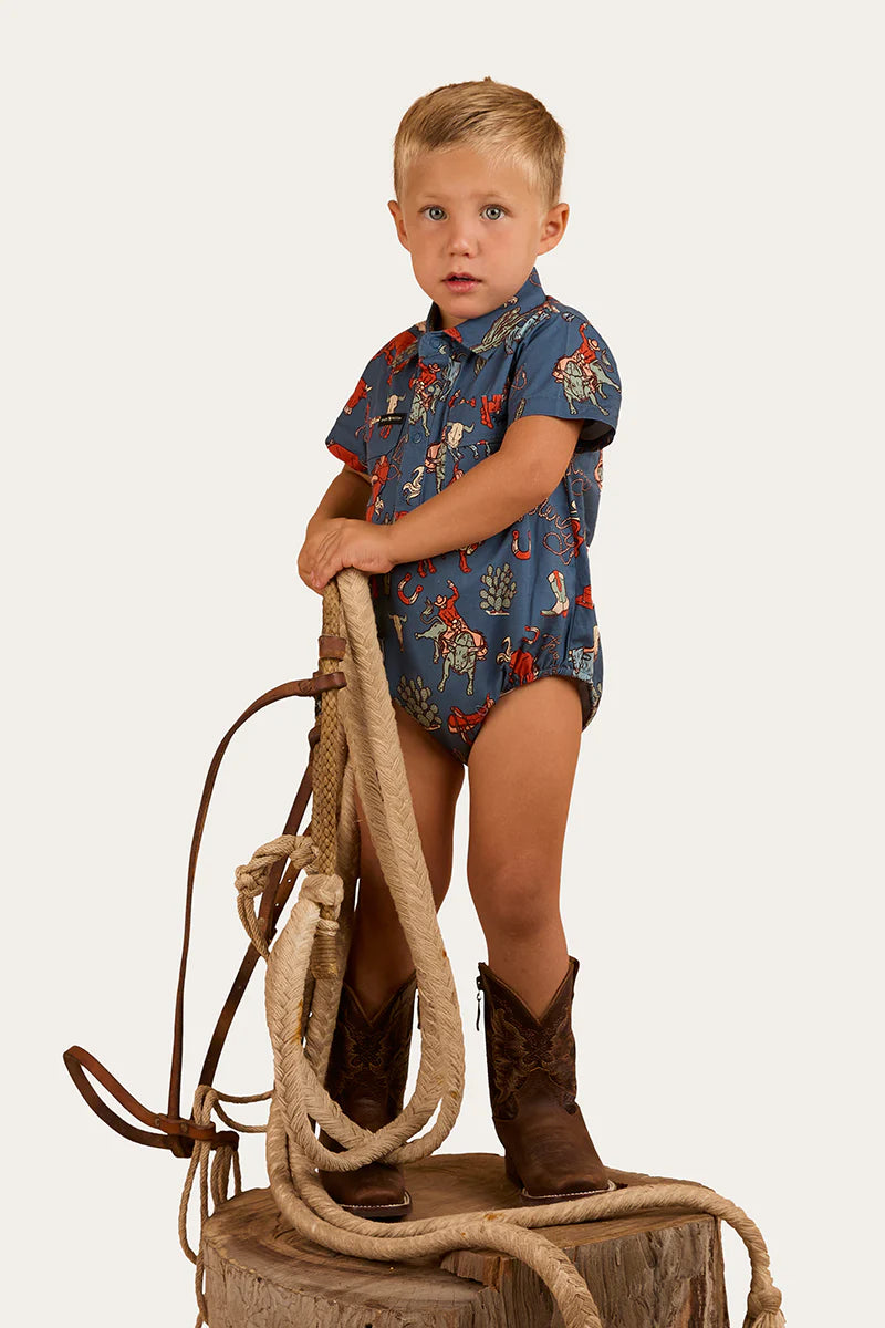 Ringers Western Mini Cowboy Babies SS Work Shirt Romper