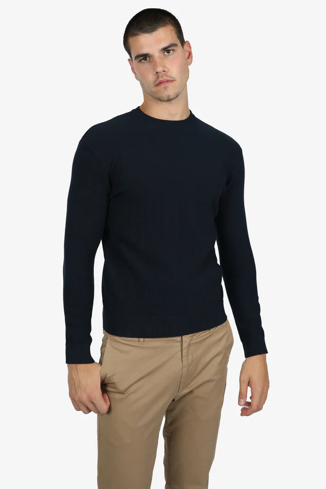 James Harper Cotton Waffle Crew Neck