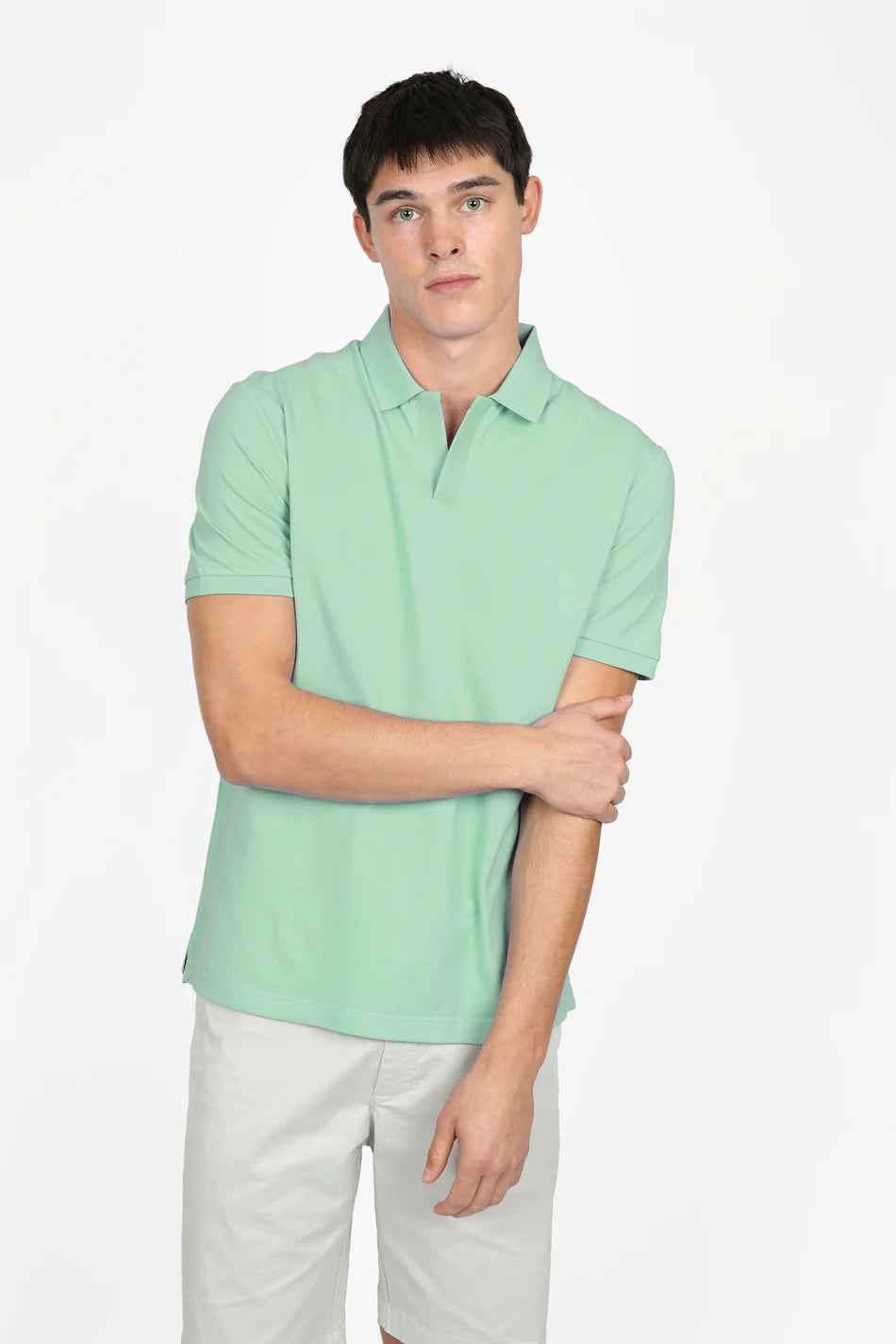 James Harper Open Collar Pique Polo