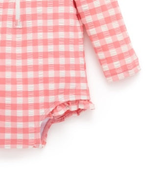 Purebaby Printed Frilly LS Swimsuit