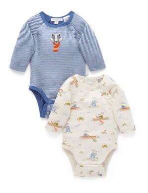 Purebaby 2 Pack Boys Bodysuit