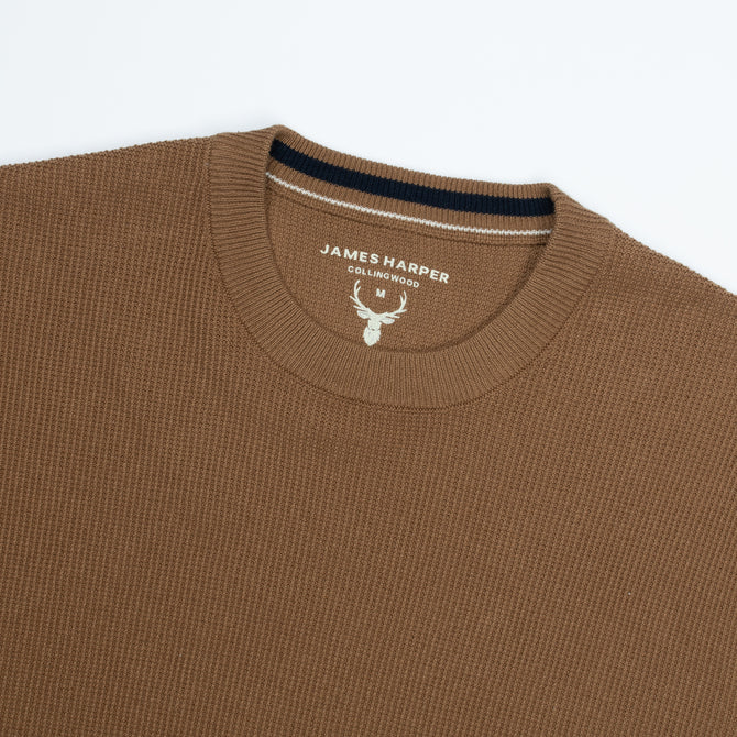 James Harper Cotton Waffle Crew Neck