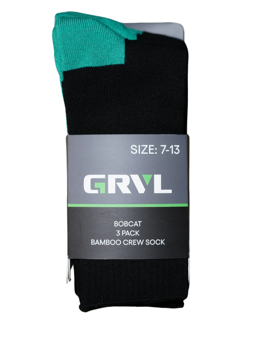 GRVL Bobcat Bamboo Crew Sock- 3PK