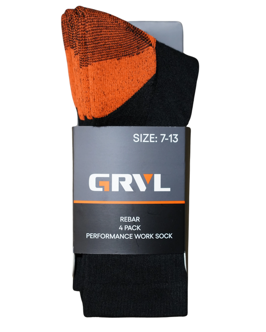 GRVL Rebar Performance Work Sock- 4PK