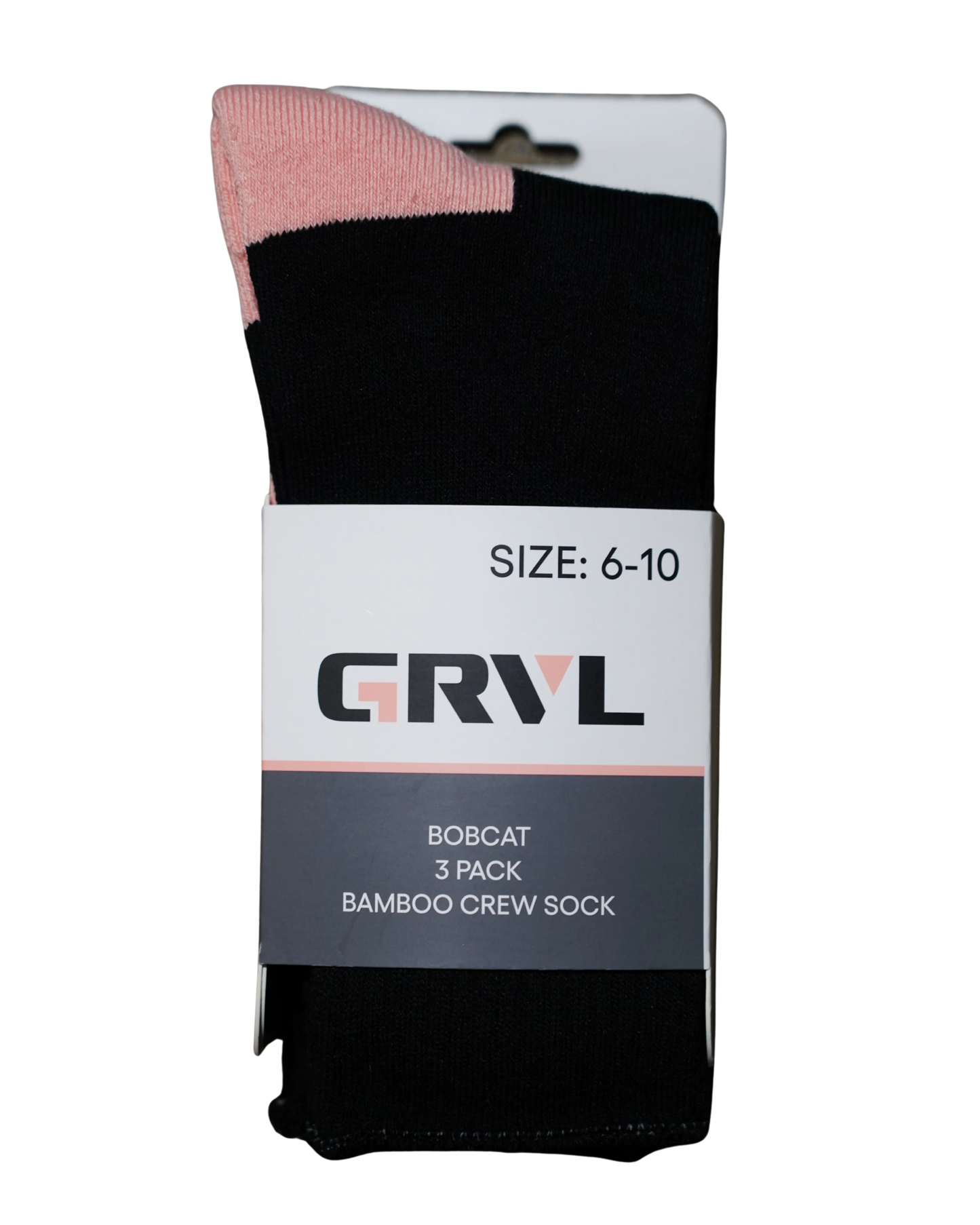 GRVL Womens Bobcat Bamboo Crew Sock- 3PK