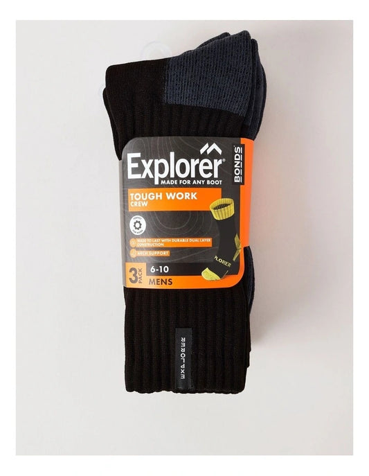 Bonds Explorer Tough Crew Work Sock 3PK