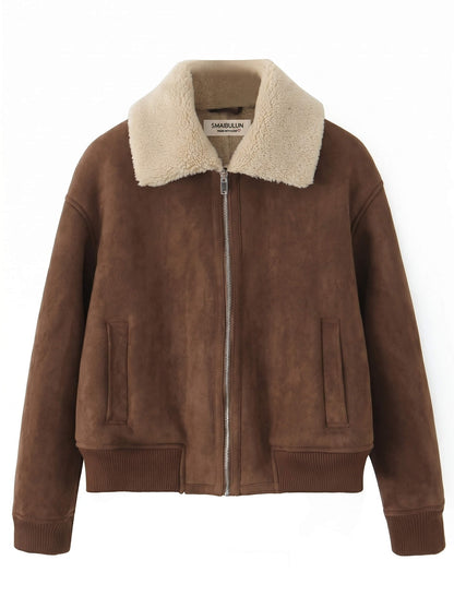 SM Sherpa Lined Suede bomber Jacket
