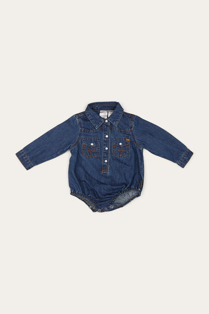 Ringers Western Jax Babies Chambray Western Shirt Romper