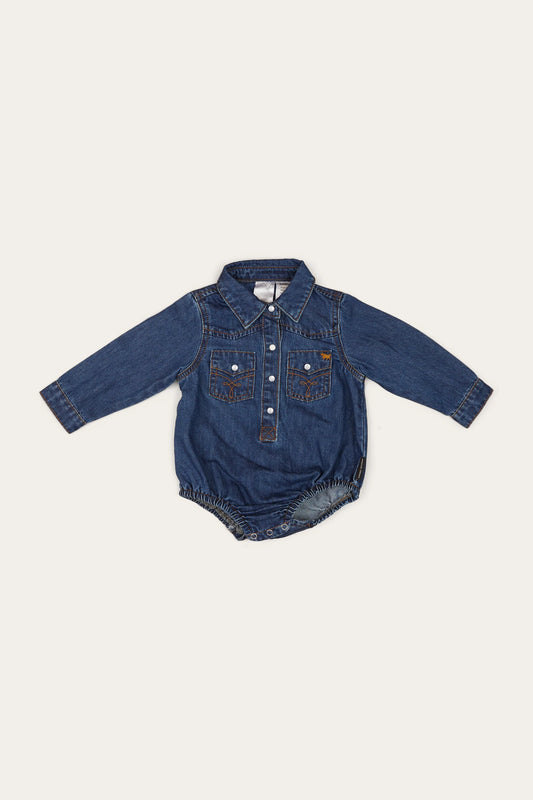 Ringers Western Jax Babies Chambray Western Shirt Romper