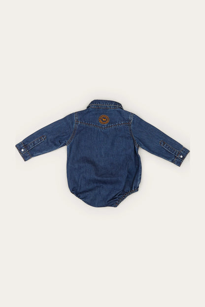 Ringers Western Jax Babies Chambray Western Shirt Romper