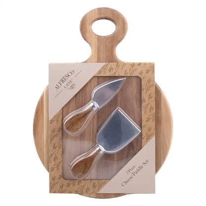 Alfresco Lane 3 Piece Cheese Paddle w/ Knives