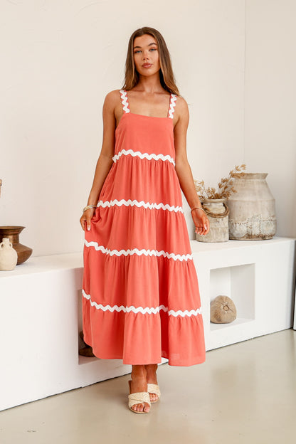 Miss Marlow Ric Rac Tier Maxi Dress