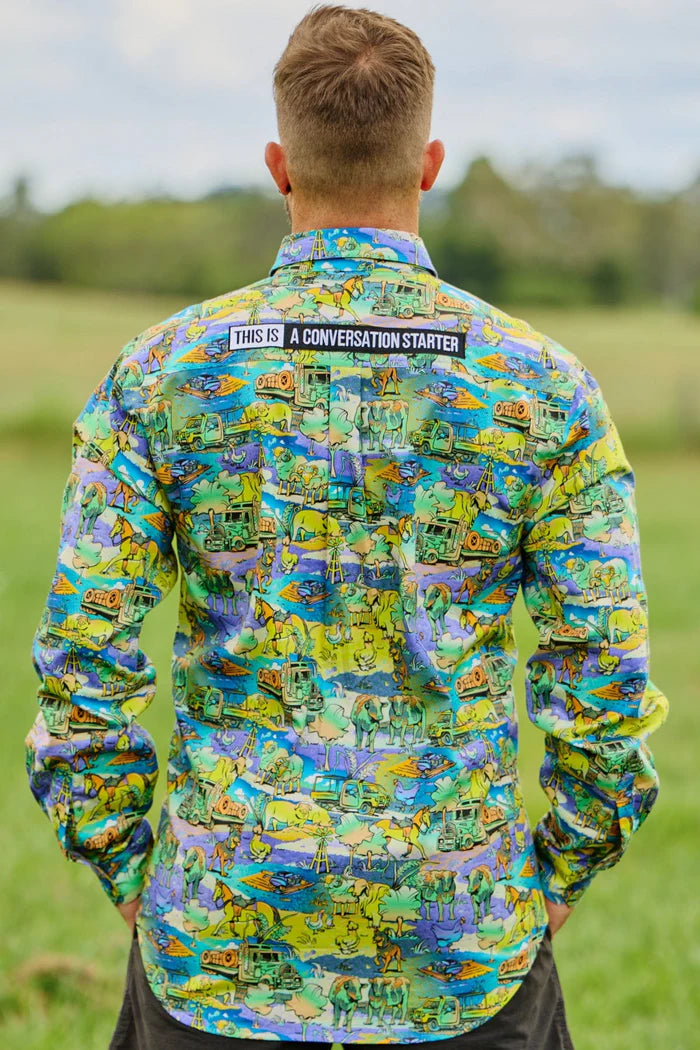 TradeMutt Men's Cracka' Dawn Half Button Work Shirt