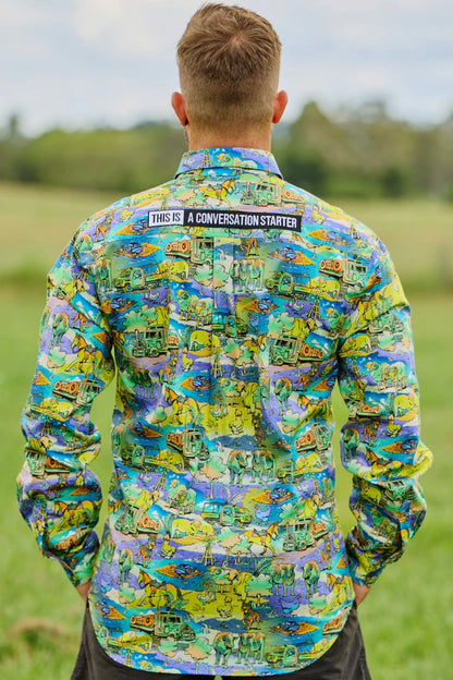 TradeMutt Men's Cracka' Dawn Half Button Work Shirt