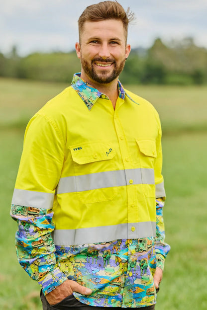 TradeMutt Men's Cracka' Dawn Day/Night Hi Vis Work Shirt