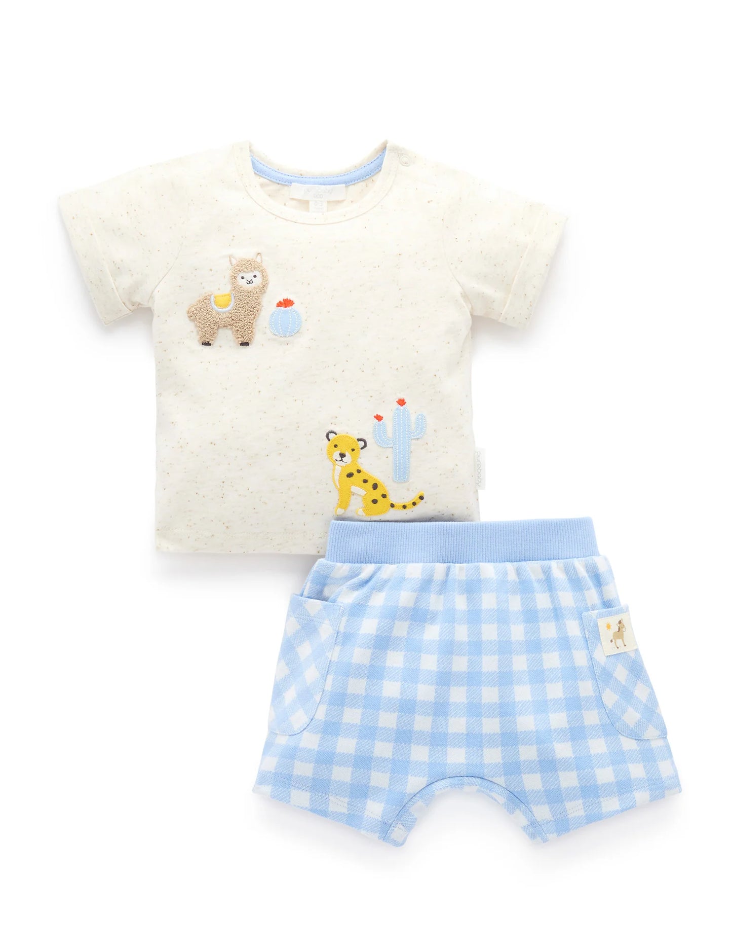 Purebaby Gingham Short & Tee Set