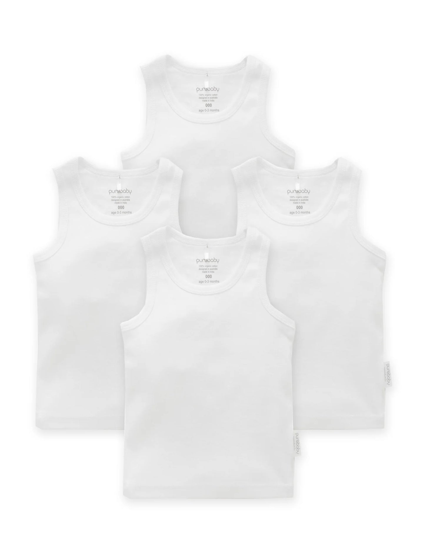 Purebaby Rib Singlet 4PK