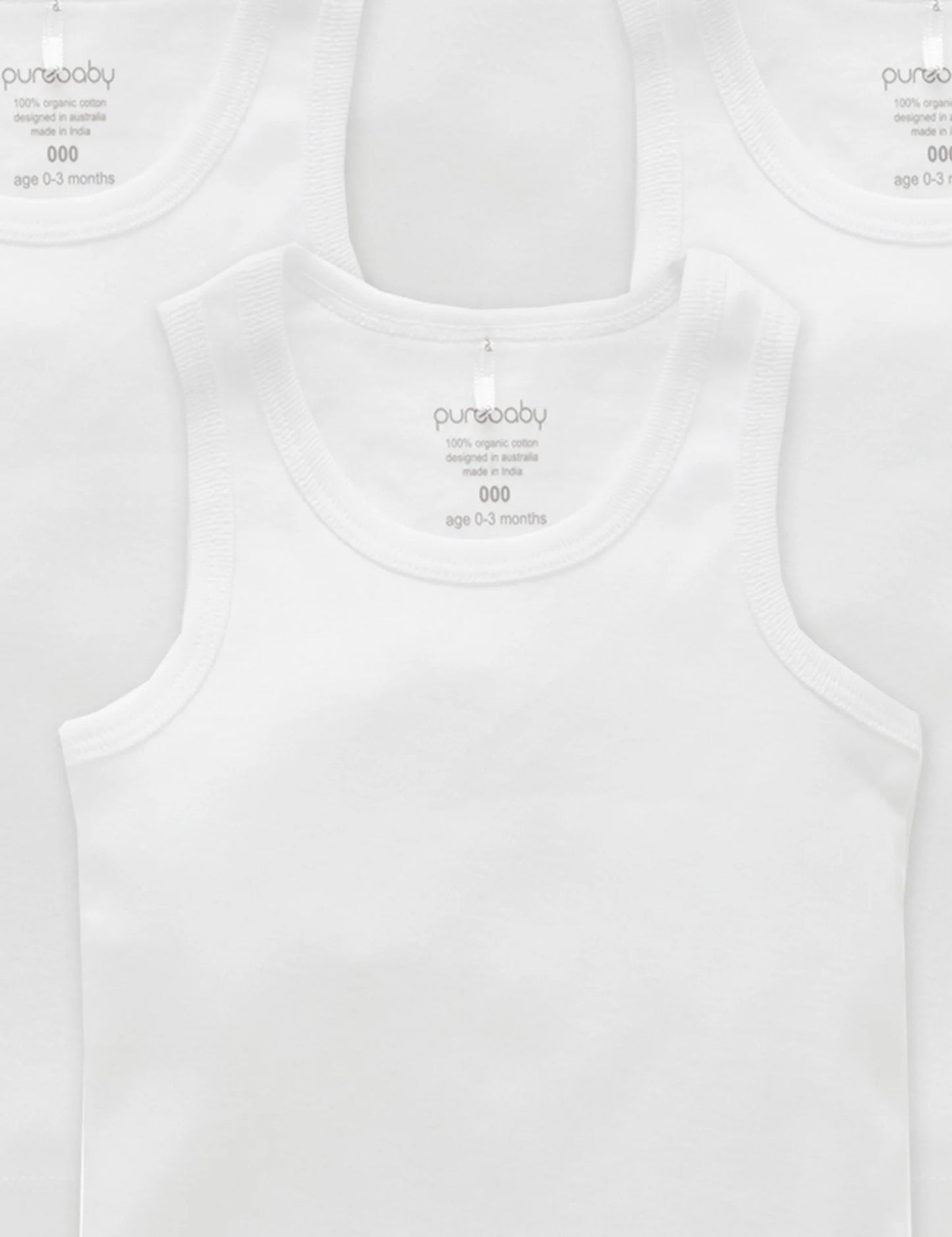 Purebaby Rib Singlet 4PK