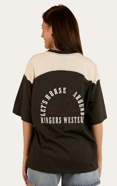 Ringers Western Lets Horse Around Womens Oversized T-Shirt