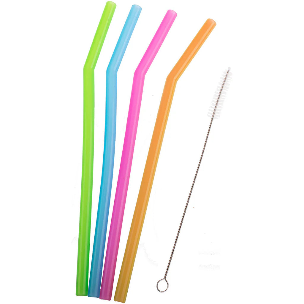 Appetito Silicone Bent Drinking Straws 4 Pk