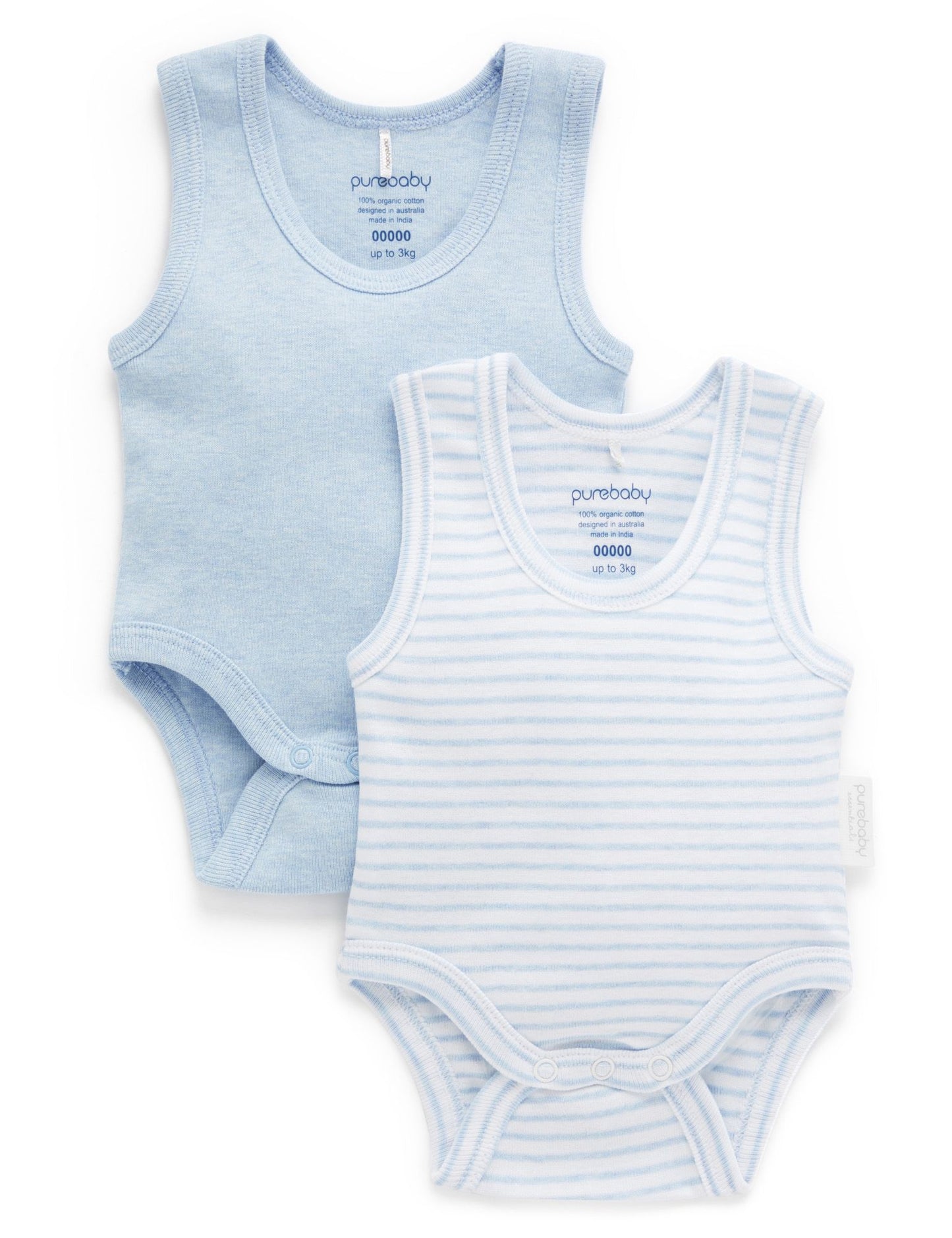 Purebaby Rib Bodysuit 2PK