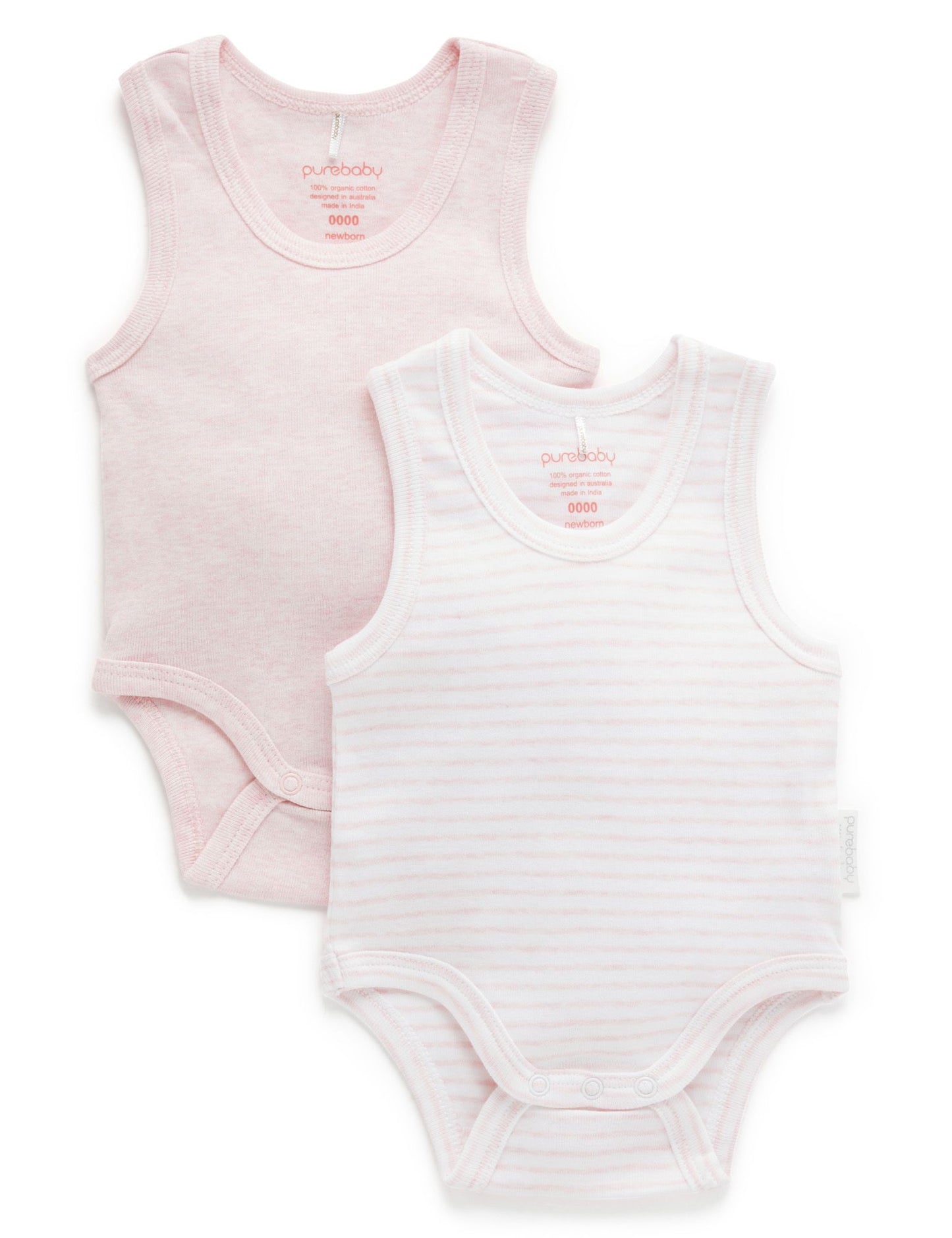 Purebaby Rib Bodysuit 2 pack