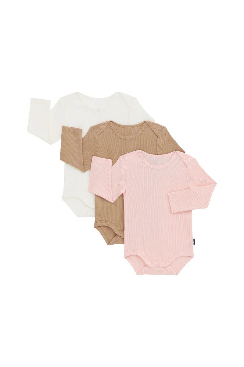 Bonds Ribbed LS Bodysuit 3PK
