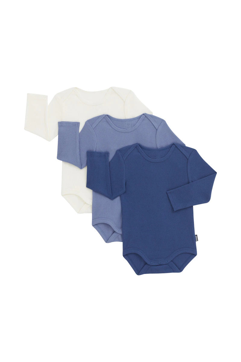 Bonds Ribbed LS Bodysuit 3PK