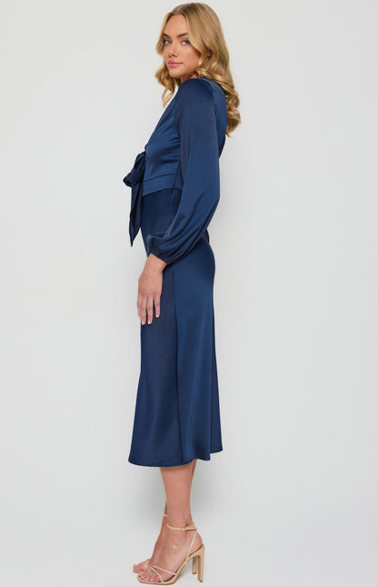 Style State Front Tie Satin Dress