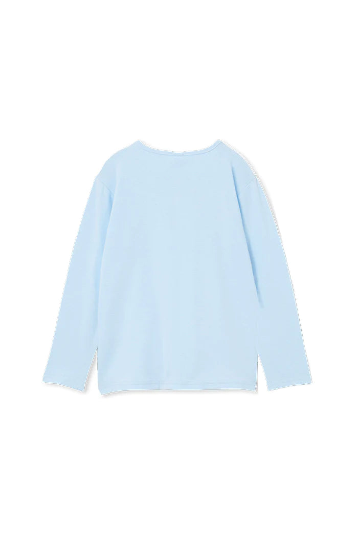 Milky Blue Henley Long Sleeve Top