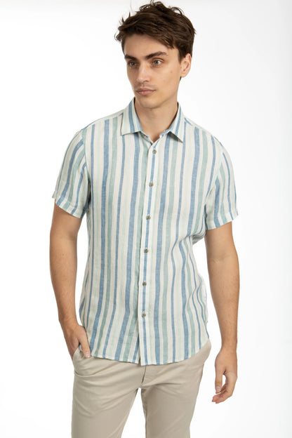 James Harper SS Stripe Linen Shirt